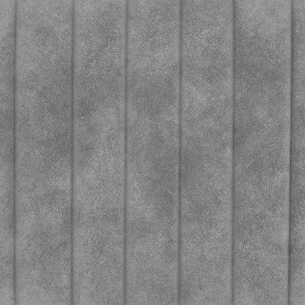 Light Gray Velvet Ribbed Accent Chair with Black Metal Legs