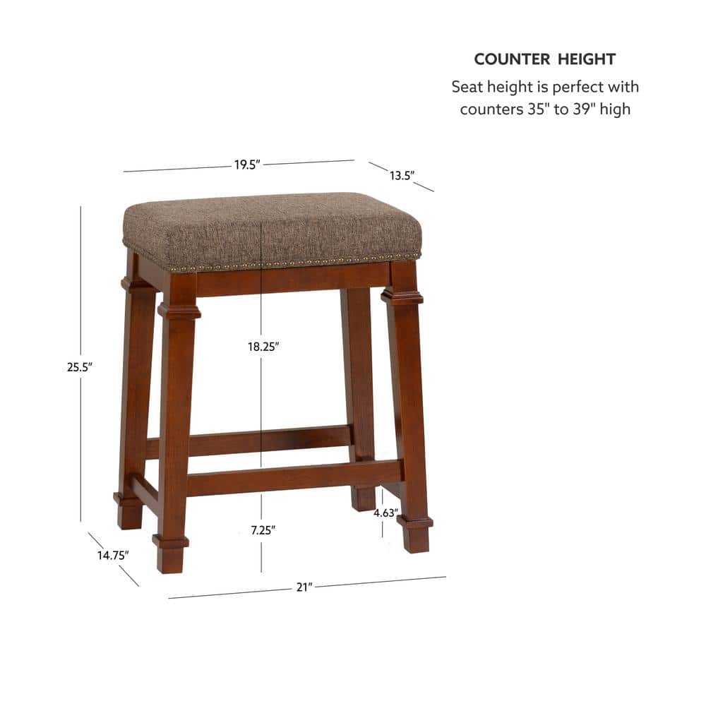 Kennedy Backless Walnut Brown Wood Counter Stool