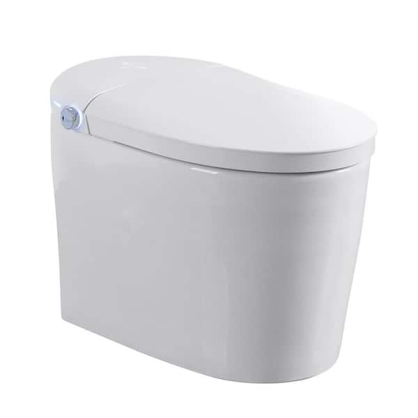 Elongated Bidet Toilet 1.28 GPF in White with Remote Control, Auto Open/Close, Heated Seat, Warm Water, Foot Sensor