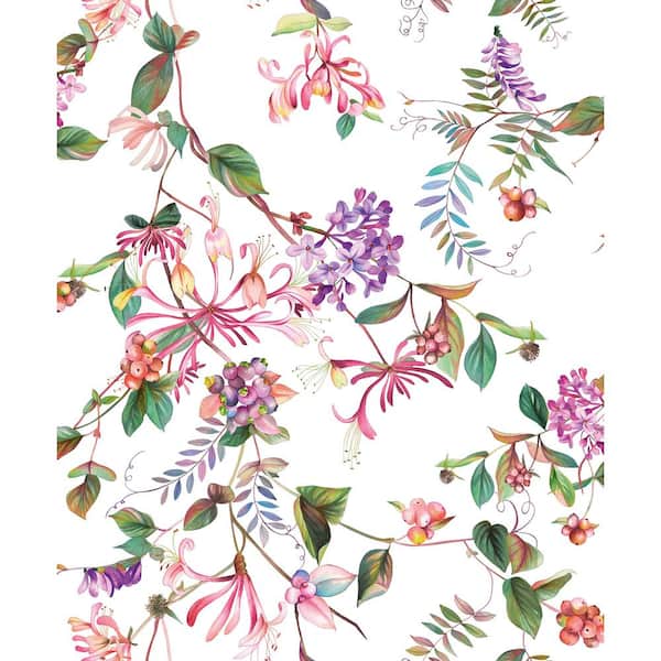 Unbranded Flora Collection Purple Summer Floral Bouquet Matte Finish Non-Pasted Vinyl on Non-woven Wallpaper Sample