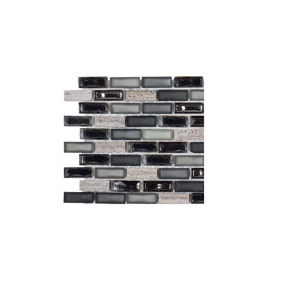Take Home Tile Sample - Coal Mine Gray 4.5 in. x 4.5 in. Interlocking Mixed Glass and Natural Stone Mosaic price history on PriceWatchPro