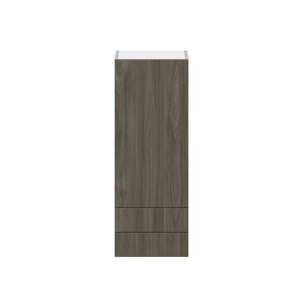 J COLLECTION Medora Textured Slab Walnut Assembled Wall Kitchen Cabinet with 2 Drawers (18 in. W x 40 in. H x 14 in. D)