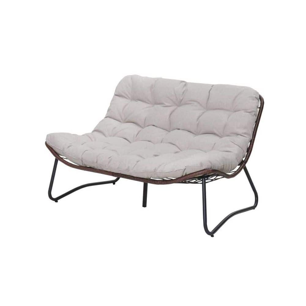 Metal Outdoor Loveseat Patio Sofa with All-Weather PE Wicker and Brown Cushions price history on PriceWatchPro