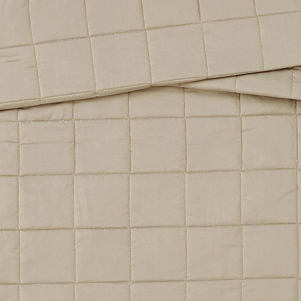 Khaki Microfiber Full Quilt and Sham Set