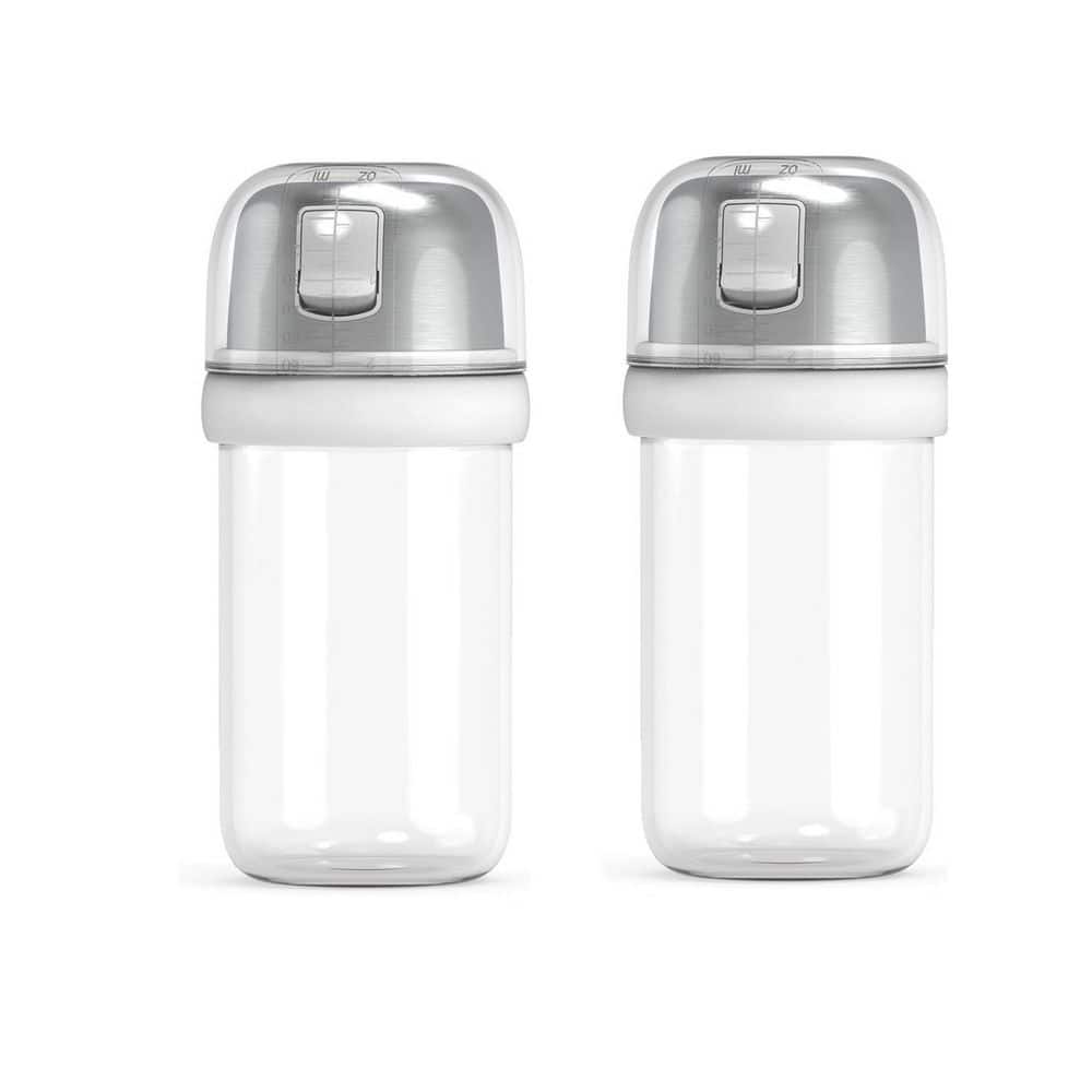 Numhew 4 oz. White 2 in 1 Glass Salt and Pepper Shaker with Side