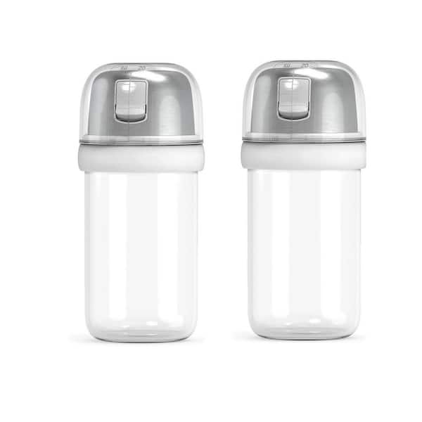4 oz. White 2 in 1 Glass Salt and Pepper Shaker with Side Pour Spout, Built-in Lid for Moisture-Proof, BPA Free