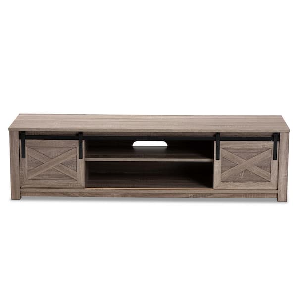 Baxton Studio Bruna 58 in. Oak Wood TV Stand Fits 64 in. TV
