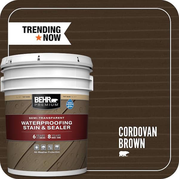 5 gal. #ST-104 Cordovan Brown Semi-Transparent Waterproofing Exterior Wood Stain and Sealer