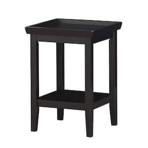 Ledgewood 18 in. Black 26 in. Square Wood End Table with Shelf