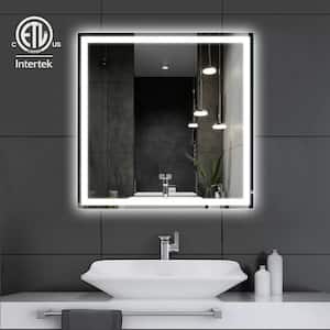 30 in. W x 30 in. H Rectangular Frameless LED Light with 3-Color and Anti-Fog Wall Mounted Bathroom Vanity Mirror