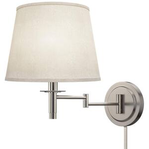 Metropolitan 1-Light Brushed Steel Wall Swing Arm Lamp with Cord Cover