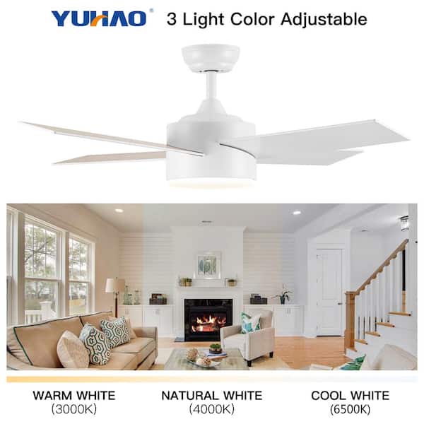 Yocco♡ YUHAO 44 in. Integrated LED Light Indoor Matte White Ceiling