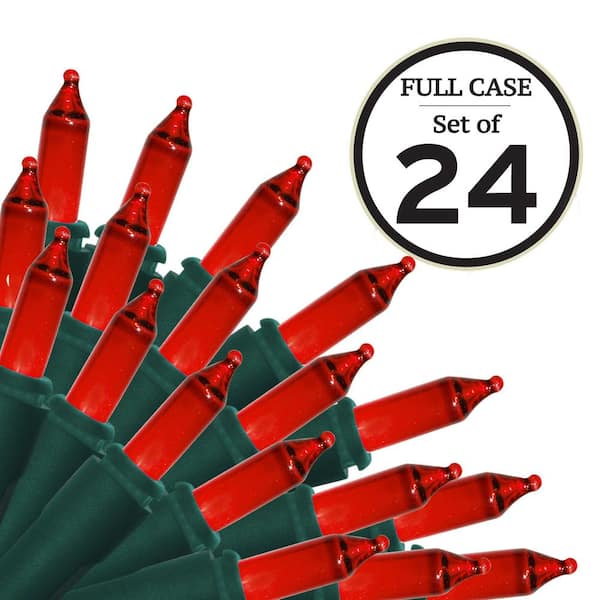 Brite Star 100-Light Red with Green Wire String to String Mini Light Set (Set of 24)