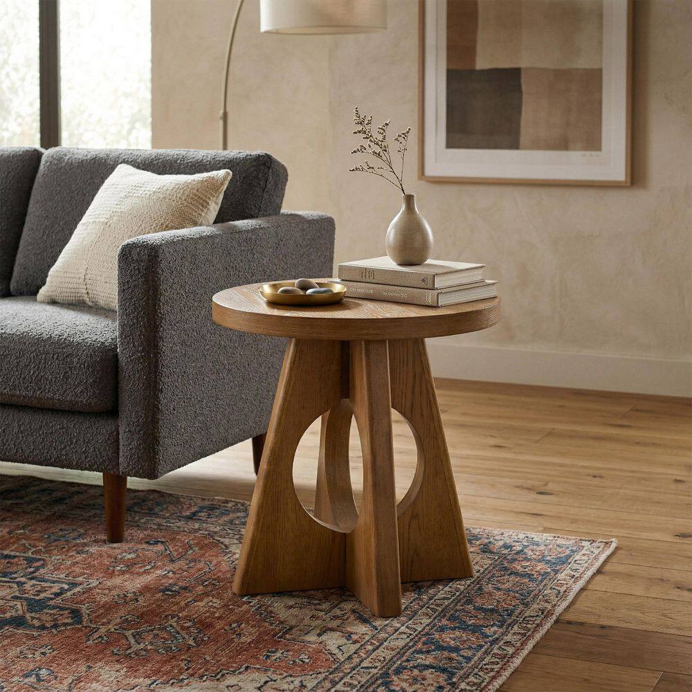 Ashford 23 in. Walnut Round Wood End Table with Cutout Pedestal Base price history on PriceWatchPro