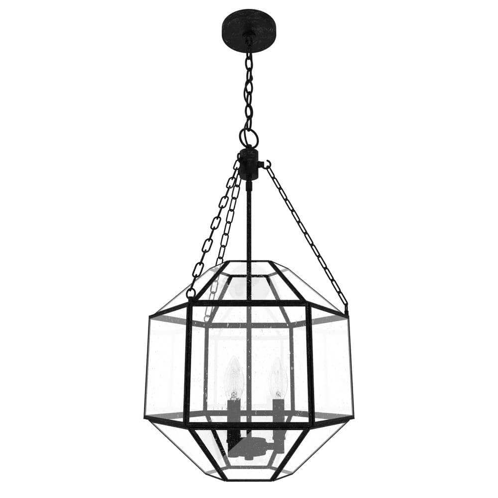 Indria Rustic Iron Faceted Geometric 3-Light Pendant