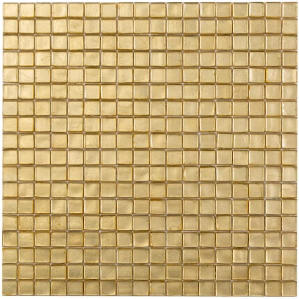 Apollo Tile Skosh 4" x 6" Glossy Satin Sheen Gold Glass Mosaic Uniform square Wall and Floor Sample Tile 0.13 sq. ft./Piece (1-Pack)