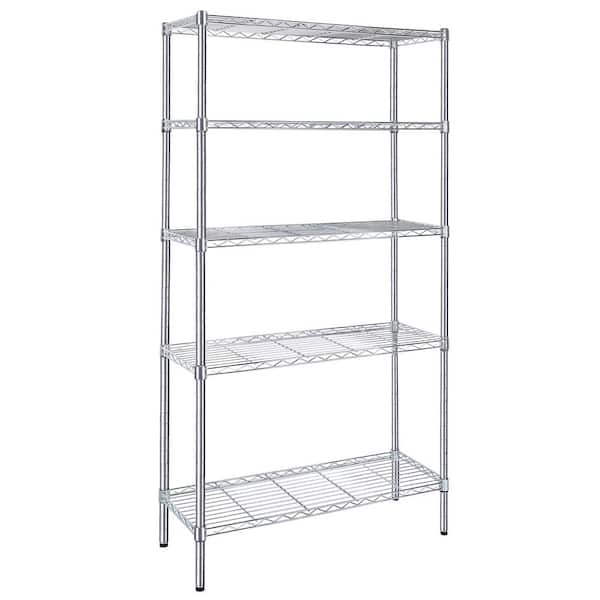 Tileon Heavy Duty Shelving Unit, Wire Metal Stackable Storage, 5-Tier Shelf, Chrome