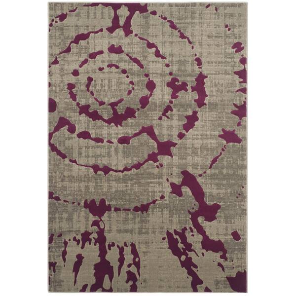 SAFAVIEH Porcello Light Gray/Purple 4 ft. x 6 ft. Abstract Area Rug