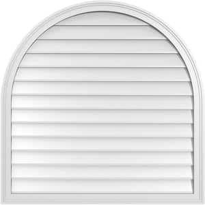40 in. x 40 in. Round Top Surface Mount PVC Gable Vent: Decorative with Brickmould Frame