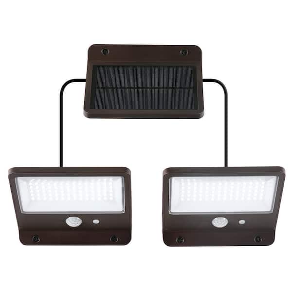 100-Watt Equivalent 1500 Lumen 120-Degree Bronze Solar Powered Motion Activated Integrated LED Flood Light (1-Pack)