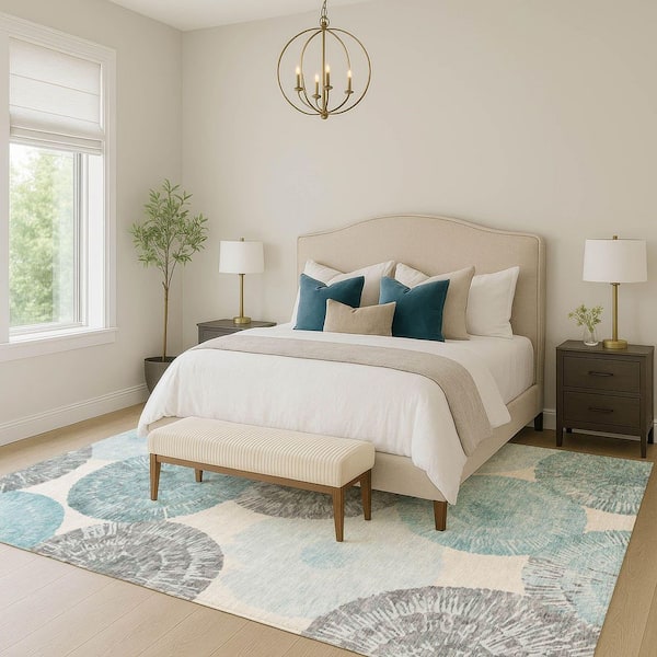 Chantille Machine Washable Indoor/Outdoor Abstract ACN2351 Teal 3 ft. x 4 ft. Area Rug