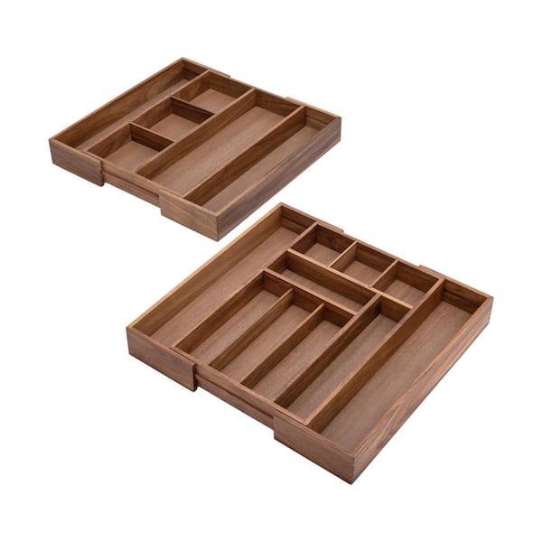 Seville Classics 9-Piece Acacia Wood Pantry Kitchen Storage