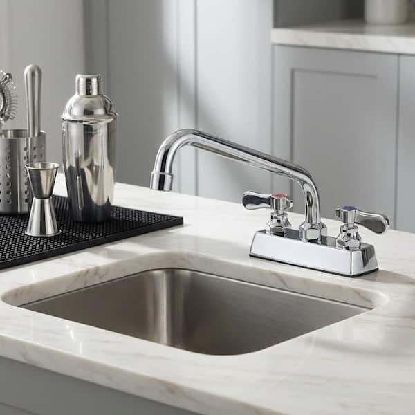 Commercial Faucet with 12 in. Swivel Spout, Double Handle Deck Mount Standard Kitchen Faucet in Polished Chrome