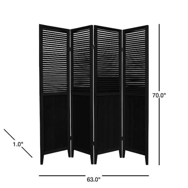 6 ft. Black 4-Panel Room Divider