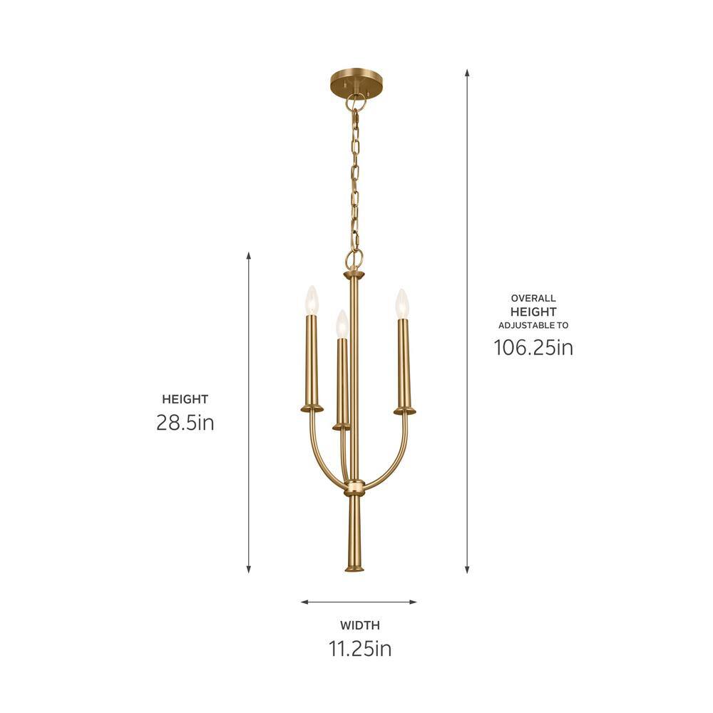 Florence Brushed Brass 3-Light Mini Candle Chandelier
