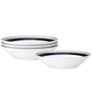Crestwood Cobalt Platinum 7.5 in., 12 fl. oz. (White) Porcelain Soup Bowls, (Set of 4)