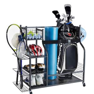 Golf Storage Garage Organizer 66 lbs. Rolling Ball Cart on Wheels Outdoor Sport Gear and Toy Storage