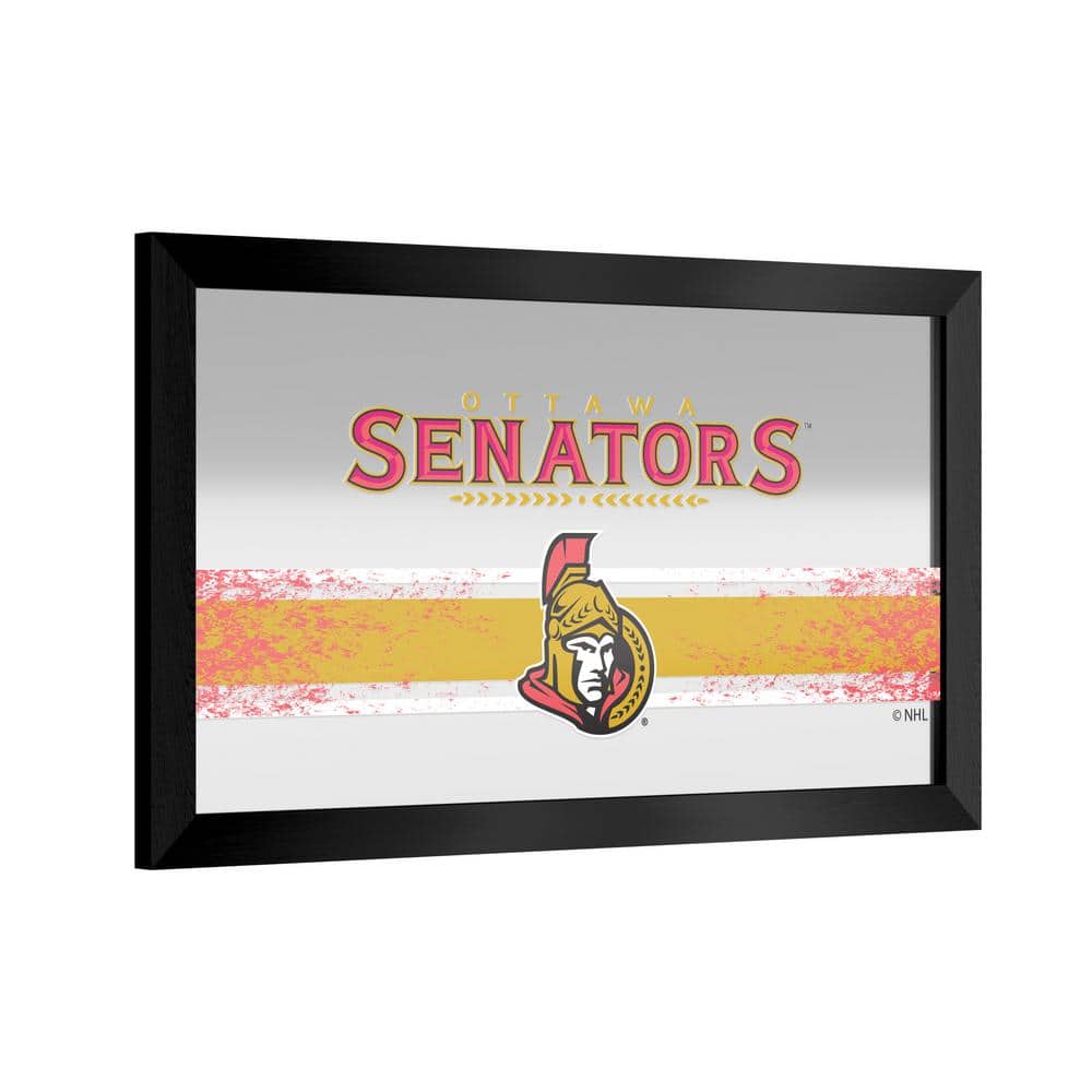 Ottawa Senators Logo 26 in. W x 15 in. H Wood Black Framed Mirror NHL9OS2HD The Home Depot