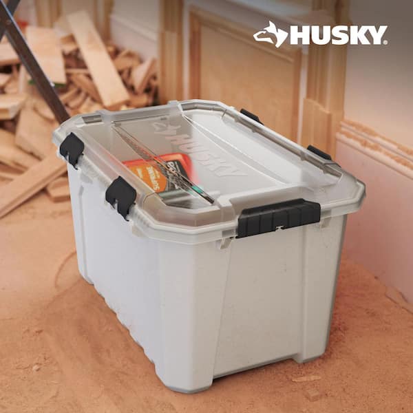 Husky 20 gal. Pro Duty Waterproof White Tote (2-Pack) 271601 - The