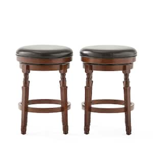 Waldo 25.6 in. Chocolate Brown Upholstered Bar Stool (Set of 2)