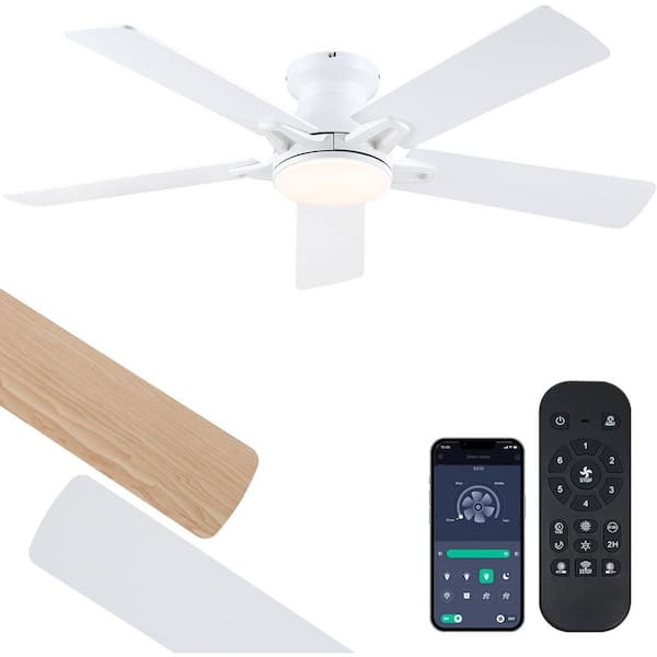 52 in. Indoor/Outdoor 6-Speed White Ceiling Fan with Dimmable 3 Color LED Light and Remote/APP Control