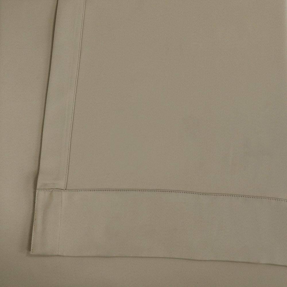 Classic Taupe Polyester Blackout Puddle Length Curtain Panel
