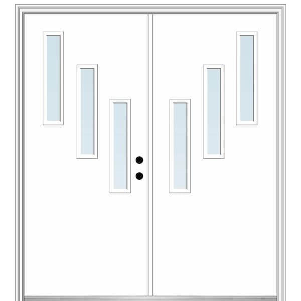 MMI DOOR Davina 72 in. x 80 in. Left-Hand Inswing 3-Lite Clear Low-E Primed Fiberglass Prehung Front Door on 4-9/16 in. Frame