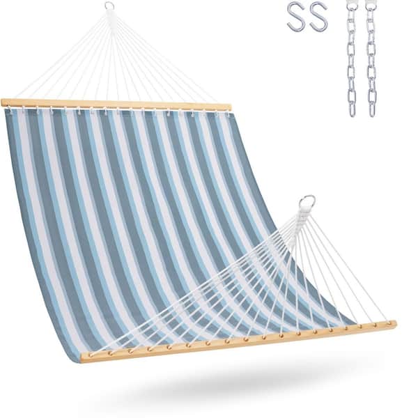 11 ft. Quick-Drying Olefin Fabric Double-Person Hammock, Blue White Stripes