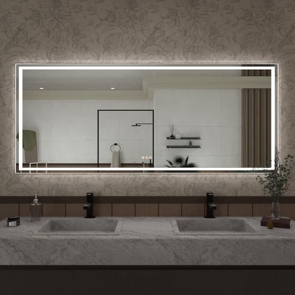 Hermitage Bath Spring 72 in. W x 30 in. H Rectangular Frameless LED Wall Bathroom Vanity Mirror