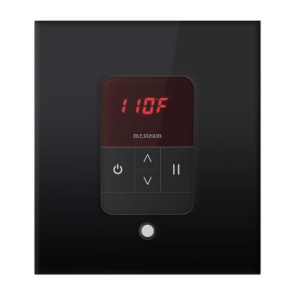 Mr. Steam iTempo Square Steam Shower Control in Black with Polished Chrome Bezel
