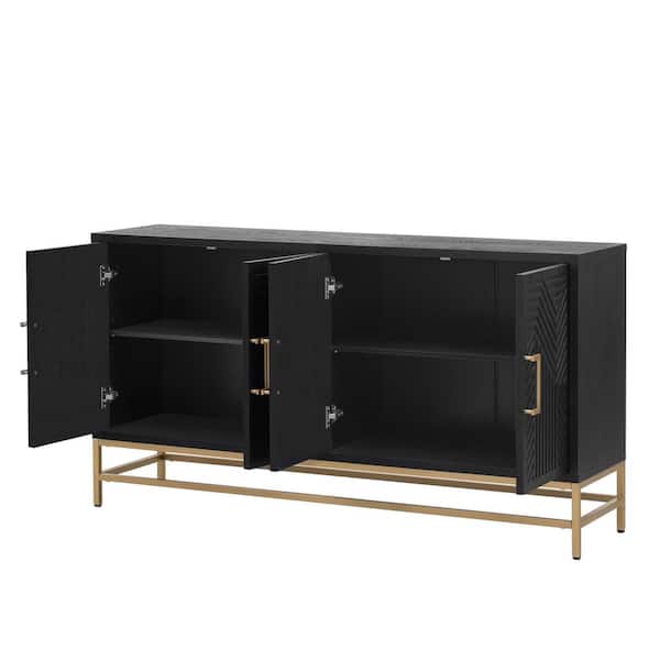 COWLOWN 59.8 in. W x 15.7 in. D x 34 in. H Bathroom Black Linen Cabinet