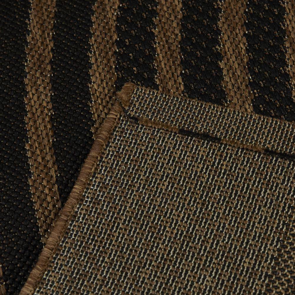 Tan and Black Rectangular Synthetic Stripe Indoor/Outdoor Rug 5' x 7'