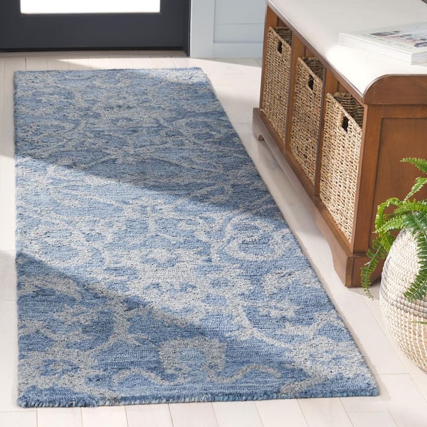 Anatolia 2 ft. x 8 ft. Blue/Gray Traditional Garden Runner Rug
