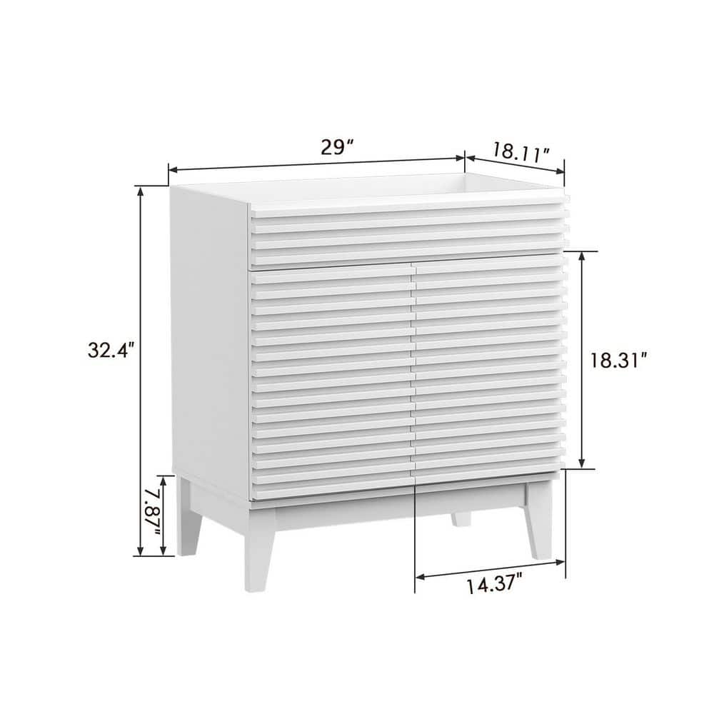36" White MDF Freestanding Bathroom Cabinet Vanity with Storage