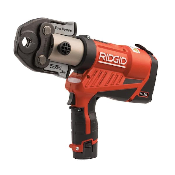 RP 240 Compact Pistol Grip Press Tool Kit Includes Case + 2, 18-V Li-Ion Batteries+Charger + 3 Press Tool Jaws