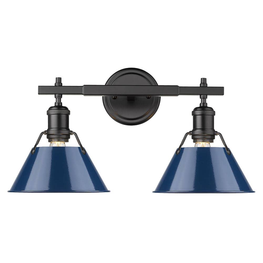 Black and Navy Metal 2-Light Dimmable Vanity Fixture