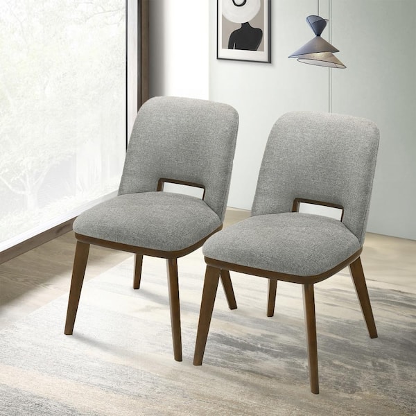 Ashcroft Furniture Co Tampa Light Gray Fabric Contemporary Elegant Dining Side Chair Set of 2