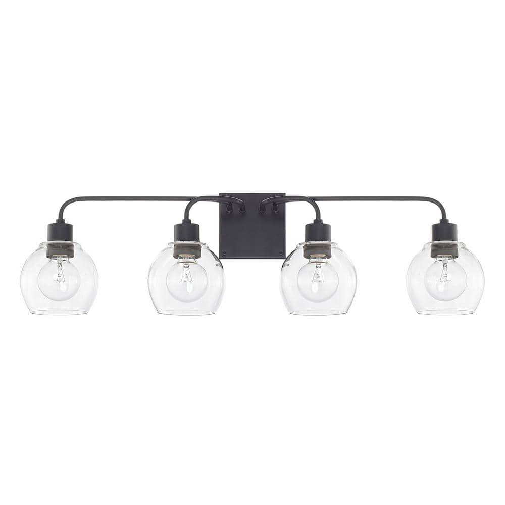 34 in. W x 10 in. H x 8 in. E 4-Light Clear Glass Vanity in Matte Black price history on PriceWatchPro