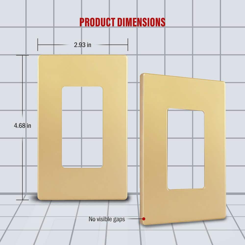 Gold 1-Gang Screwless Decorator Wall Plate, Polycarbonate