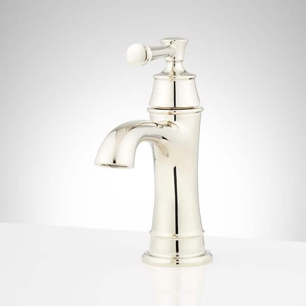 SIGNATURE HARDWARE Beasley Single Handle Bathroom Faucet with Drain Kit Included in Brushed Nickel